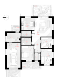"Marta" ir vienstāvu divslīpju jumta dzīvojamā māja ar vienkāršu un ērtu plānojumu