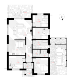 "Dāvids"- vienstāvu dzīvojamā māja ar kopējo platību nedaudz vairāk kā 120 m2