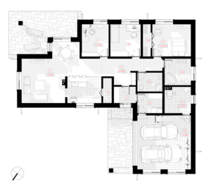 "Kaspars" ir klasiska, vienstāvīga "L" veida dzīvojamā māja ar četrslīpju jumtu