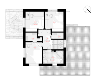 "Ģinta" ir vienstāvu dzīvojamā māja ar mansardu, platības ziņā nedaudz lielāka kā 160 m2