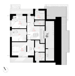 "Patriks"'ir divstāvu vienslīpju jumta mūsdienīga dzīvojamā māja ar četrām istabām