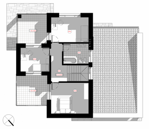 "Andis" ir mājas projekts ar nelielu kopējo platību - 178,70 m2 - ar garāžu diviem spēkratiem un dzīvojamo māju ar trim istabām, kas paredzēta ģimenei ar 3-4 cilvēkiem