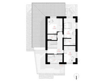 "Māris" ir vienkāršs divstāvu mājas projekts, kas izceļas uz apkārtnes fona