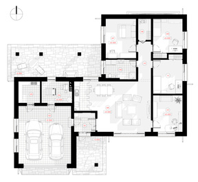 Mājas projekts "Dangnis" ir luksusa māja klasikas mīļotājiem.