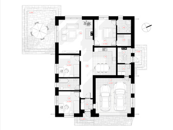 Vienstāvu mājas projekts ģimenei ar 3-5 cilvēkiem