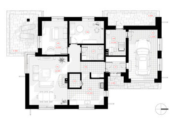 "Oskars" ir vienstāvu četrslīpju jumta kompaktas dzīvojamās mājas projekts ar ļoti racionālu plānojumu